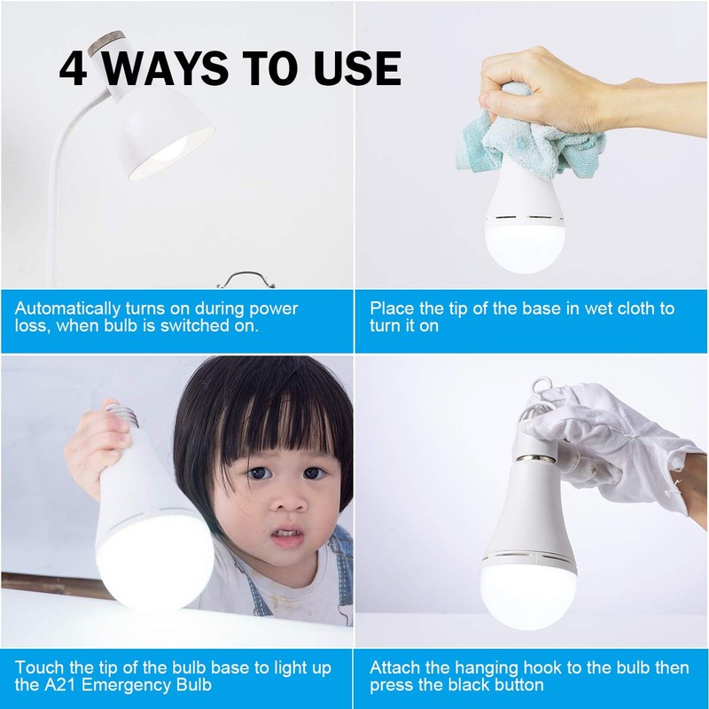 20 Pack HOLDWILL Rechargeable Emergency LED Bulb, Multi-Function Battery Backup