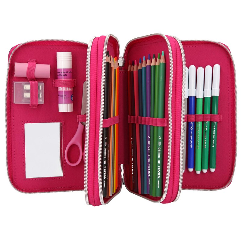Depesche 10689 Pencil Case with 3 Zippers and Pens by