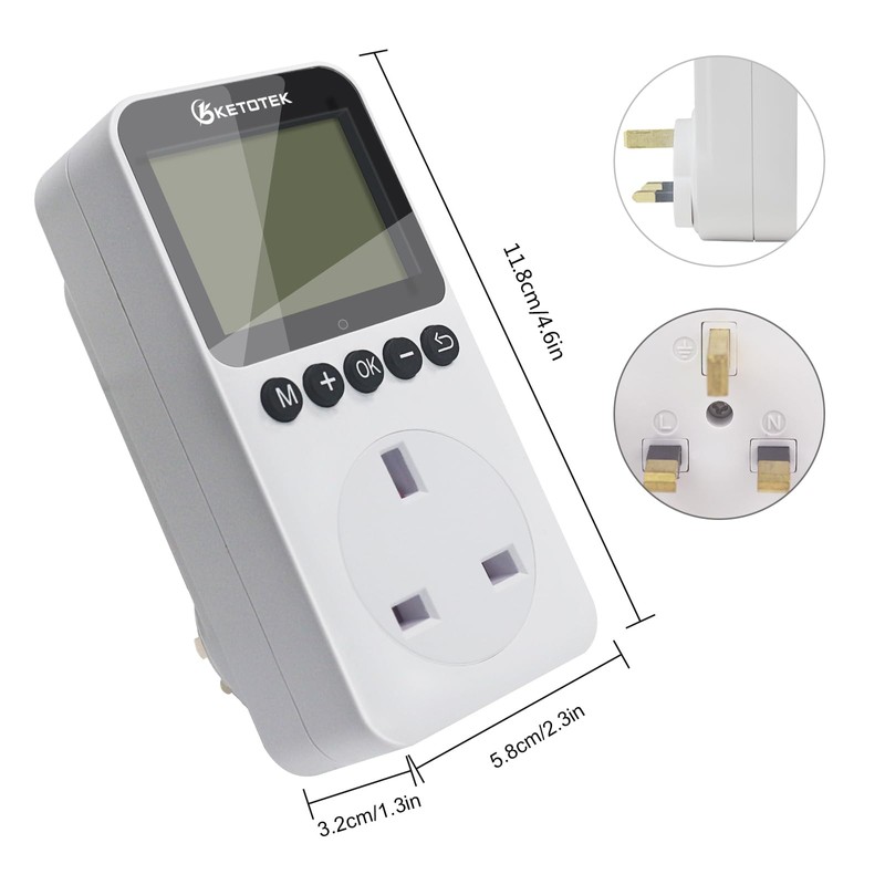 KETOTEK KTTS02 Digital Plug in Timer Plug Socket UK with