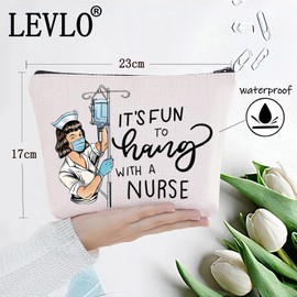 LEVLO Funny Micu Sicu Cvicu Cticu Care Nurse Cosmetic Make Up Bag ICU Nurse Gift It's Fun To Hang With A Nurse Emergency Nurse Makeup Zipper Pouch Bag, With A Nurse, Cosmetic Bag