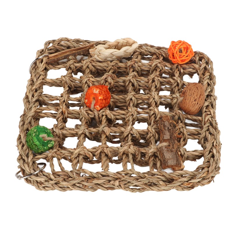 Bird Foraging Wall Toy Boredom Relief Seagrass Hand Woven Parrot