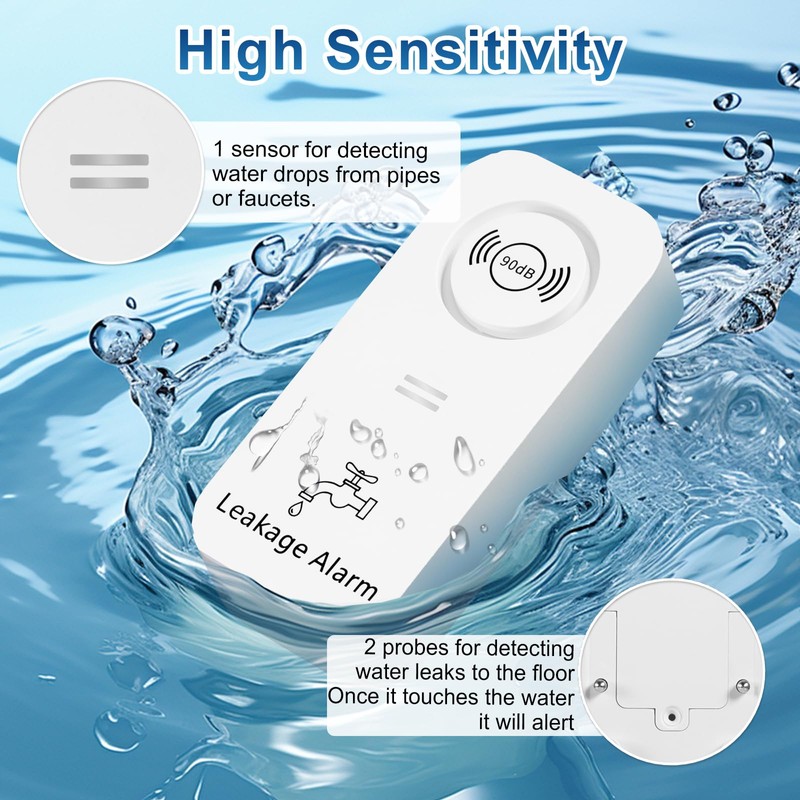 Douevo Water Leak Detector,Water Sensors Alarm for Leak Detection,Leak and