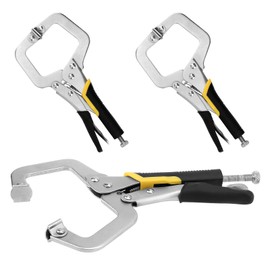 GINLANK 3 PCS 11 Inch C Clamp Set, Metal Face Clamps, Adjustable Opening Welding Locking C Clamp Wood Clamps for Woodworking