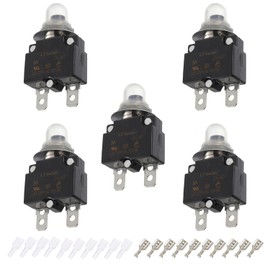 EPLZON 3A Manual Reset Push Button Circuit Breaker 125/250V AC 32V DC Generator Circuit Breaker with Crimp terminals and Waterproof caps kit(Pack of 5pcs)