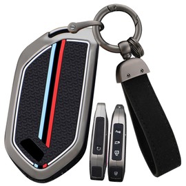 ontto Metal Car key fob cover Fit for Kia Telluride EV9 2023 2024 Picanto Sorento Carnival KA4 Morning K5 Carens 2024 2025 Smart key case keyring Key Shell Holder keychain Accessories 5 buttons Black