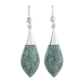 NOVICA Artisan Handmade Jade Dangle Earrings Sterling Silver Green Guatemala Modern Good Luck [2.3 in L x 0.6 in W x 0.2 in D] ' Maya Lance of Afterlife'