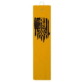 Gadsden Don't Tread on me Snake Distressed Flag Tri-fold Golf Towel with Grommet & Hook Father's Day Club Ball Tee Golfing Gift Birthday Variety Colors Towels Vinyl