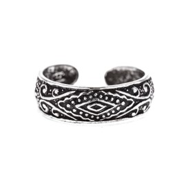WINDALF Boho Toe Ring Almina 5 mm Ornamental Midiring Antique 925 Sterling Silver, Sterling Silver, No Gemstone