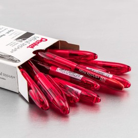 Pentel RSVP Mini Ballpoint Pen, (1.0mm) Medium Line, Red Ink, 12 pack (BK91MNB-B)
