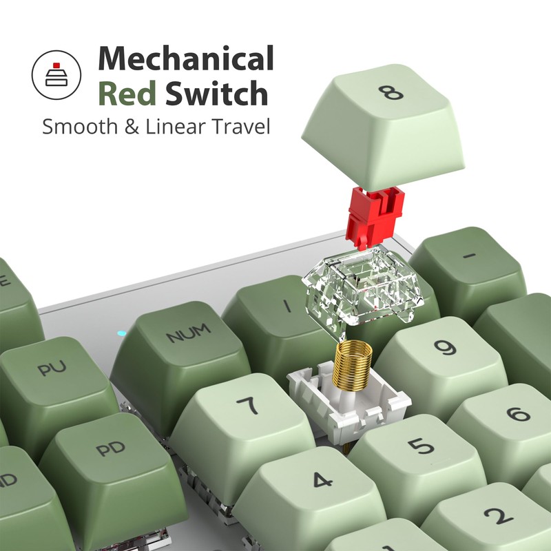 Fogruaden Mechanical Keyboard, Green Matcha, Wired USB 104 Key RGB