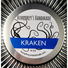 Humphrey's Handmade KRAKEN Masculine Candle Aqua Di Geo Type Scent Soy Wax 8oz Ohio USA Tin Ocean
