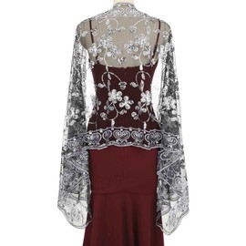 EASEDAILY Women's 1920s Shawls and Wraps for Evening Party Dress Sparkling Sequin Deco Wedding Scarf for Bride