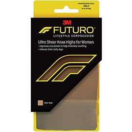 Futuro Energizing Ultra Sheer Knee Highs for Women, Large Nude Mild - 1 Pr., Pack of 6