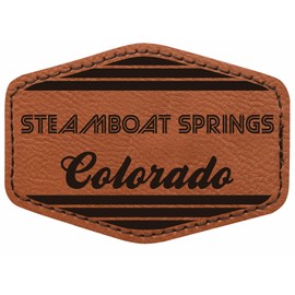 Steamboat Springs Colorado City Retro Souvenir 2x3 Hexagonal Iron-on Leatherette Patch with Adhesive Single