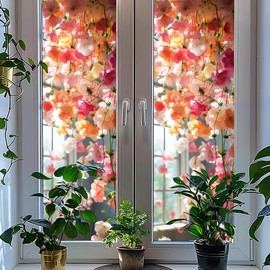 Frosted Window Film Privacy Film for Glass Windows, Opaque Window Film Flower Patterned Window Frosting Film, Static Cling Films for Home Bathroom Kitchen Hotel Office,Sun Blocker, 40x100cm