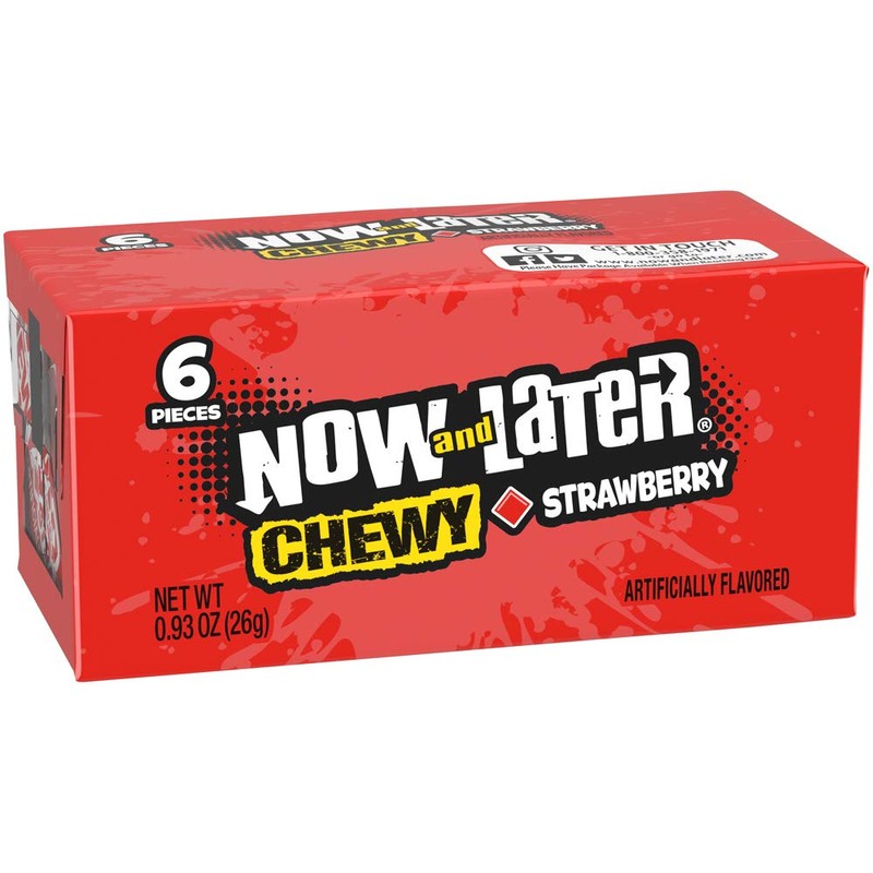 Now & Later Soft Taffy Chews Candy, Strawberry, 0.93 Ounce
