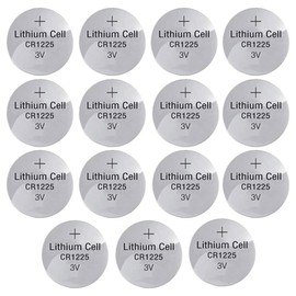 CR1225 Coin Cell Battery 3V Lithium-Metal for Thermometers, Watches, etc. (15-Pack)