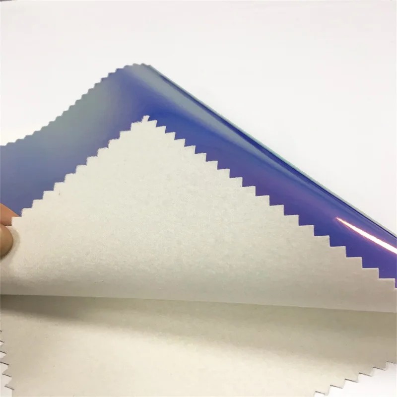 Laser Mirror Wool Base Leather Material Holographic Mirror PU Artificial