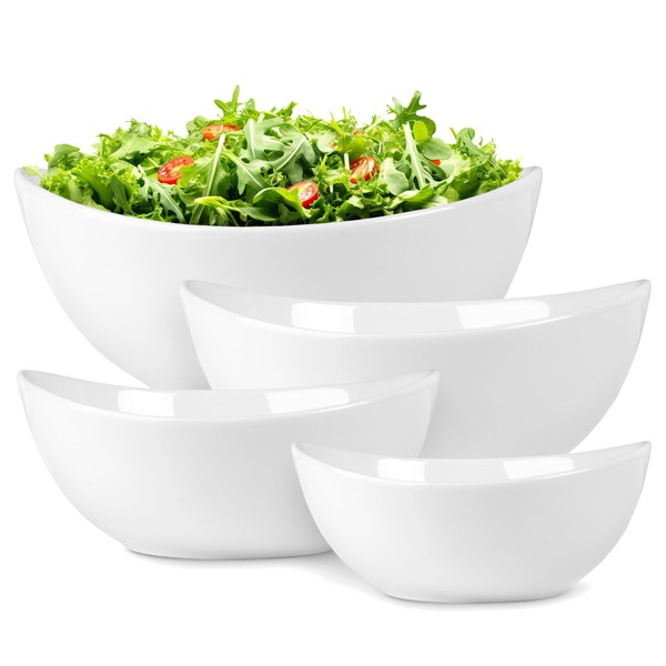 Home Beets White Ceramic Serving Bowls for Entertaining, 10-18-28-42 Ounce,