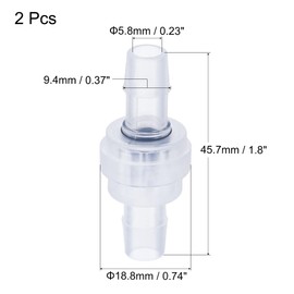MECCANIXITY Non Return Check Valves, 3/8 Inch Dia. One Way Inline Hose Connector for Water Tank Pump, EPDM Plastic Translucent Pack of 2