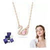 Collar De Cisne Pequeño De Oro Rosa De Plata De