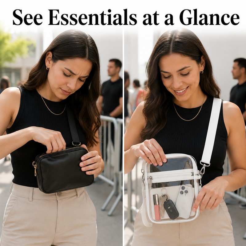 Clear Stadium Approved Crossbody Bag – Transparent PVC Shoulder Purse