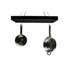 Fox Run Rectangular Hanging Pot Rack with Chains and 6 Hooks, 2 Inch, Black Iron
