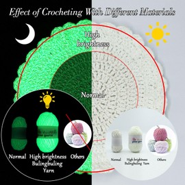 BulingBuling - Hilo brillante en la oscuridad, paquete de 5 colores, 1 (260 g/9 oz, 273 yardas), hilo de tejer y ganchillo para manualidades, regalos de Navidad, fabricación de muñecas (amarillo