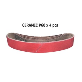 RAMS BRALIN 10 x 2 inch Rubber Expansion Wheel Ceramic Sanding Belt Sleeves Motor Bench Abrasive Wheel Grinder Machine Accessories (4 pcs Ceramic Belts P60)