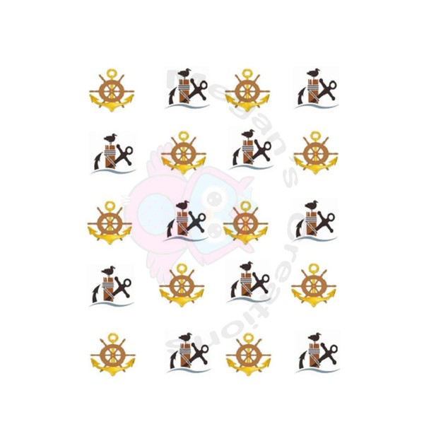 Ships Wheel & Seagull Waterslide Nail Art Decals