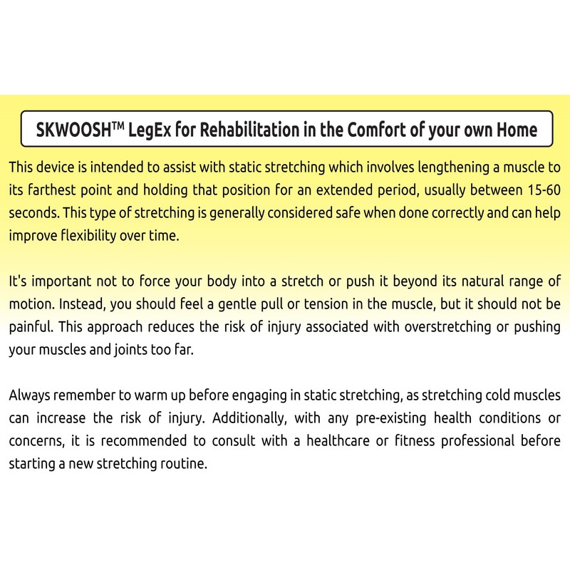 Skwoosh LegEx for knee replacement surgery rehabilitation recovery and mobility,