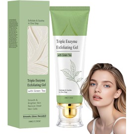 Gel exfoliante acuoso té verde con triple enzima, Gel exfoliante acuoso té verde, Exfo/liante facial poros profundos, Exfo/liante facial suave, Eliminador células muertas, Para peeling (1pcs)