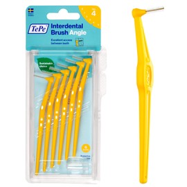TePe Angle Cepillo Interdental Angulado, Cepillos interdenaltes TePe Amarillo 0.7mm Blister 6 Piezas.