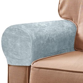 NEKOSUKI Arm Rest Covers Set, Chenille Arm Covers for Chairs and Sofas Anti-Slip Couch Armrest Covers with Pins, Furniture Armrest Protector for Sofa Couch Chair (Grey)