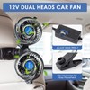 XOOL Clip Car Fan, Adjustable Dual Head 4 Inches 12V