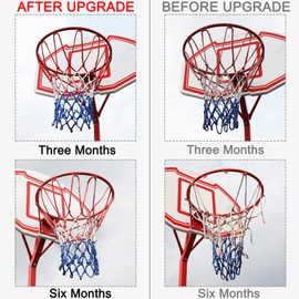 NEIJIANG Basketball Net Replacement, 2025 Upgrade Thick Professional Basketball Nets Heavy Duty Outdoor, All Weather Anti Whip Color Never Fade -12 Loops (Red White Blue)