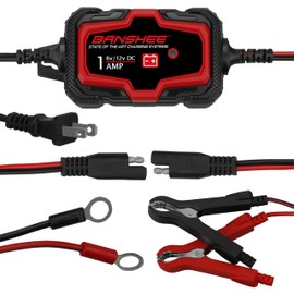 Banshee, 1A Direct-Mount Onboard Car Battery Charger, 6V and 12V Automotive Charger, Battery Maintainer, Trickle Charger, and Float Charger for Marine, ATV, Truck and Deep Cycle Batteries