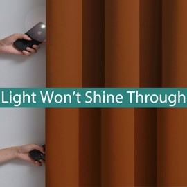 Yakamok Orange 100% Blackout Curtains, Total Blackout Lined Curtain Panels for Bedroom, 2 Thick Layers Grommet Top Thermal Insulated Blackout Drapes for Living Room(52Wx84L, Burnt Orange, 2 Panels)