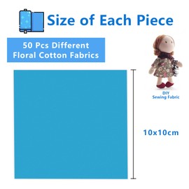 50 Cotton Fabric Squares 10x10cm - Precut Patchwork Material for Sewing, Quilting & DIY Crafts, Cotton Quilting Squares, Fabric Bundle