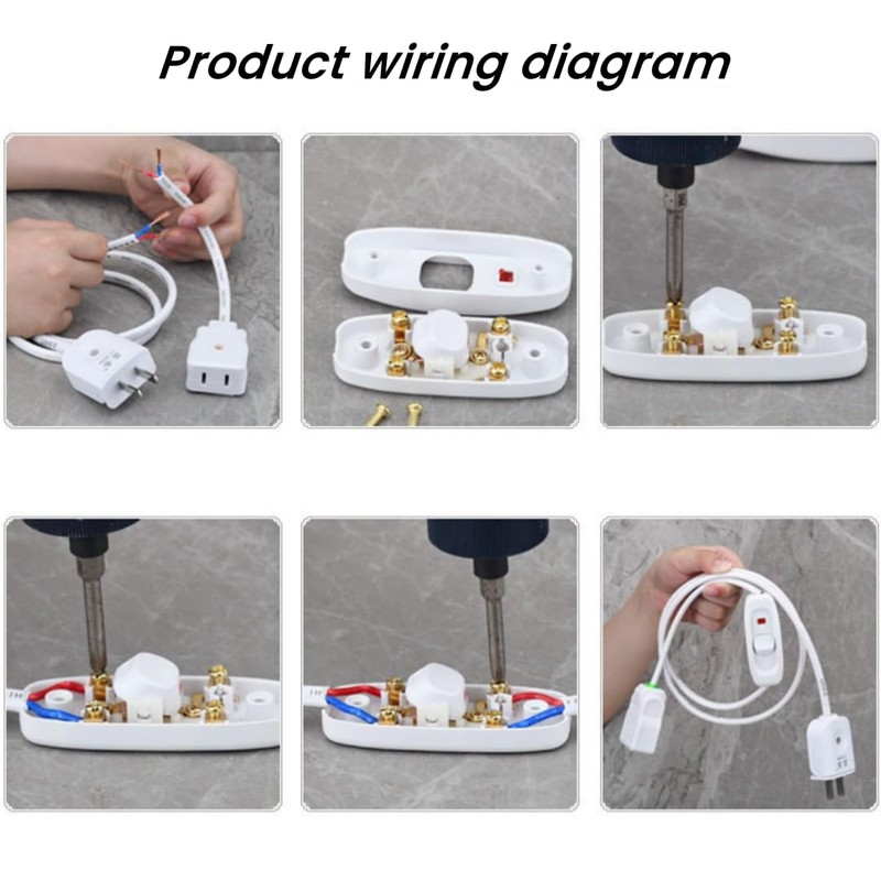 On/Off Button Inline Cord Switch for Table Lamp Desk Light