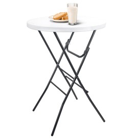 Byliable 27.5in Cocktail Table White High Top Folding Table, Round Portable Bar Height Folding Table with Removable Legs, Indoor Outdoor Banquet Table for Parties, Commercial, Speech, School
