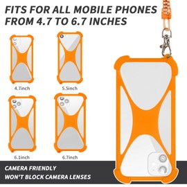 HOTEMIA Silicone Phone Lanyard Holder, Universal Phone Tether, Anti-Theft Phone Strap Compatible with Most Smartphones (Orange)