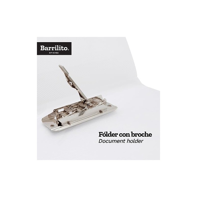 Barrilito Fólder Plástico Carta c/Broche Metálico. 12 pzas. QCP338