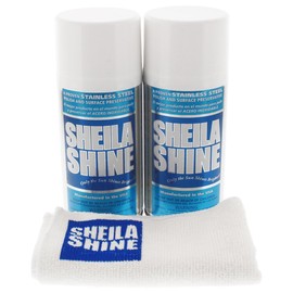 2 x 10oz Sheila Shine Stainless Steel Cleaner and Polish w/ Microfiber Cloth - Cleans, Polishes & Protects Kitchen Appliances, Refrigerators, Sinks, Ovens & Grills - Stainless Cleaner for Appliances