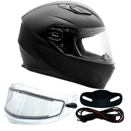 Typhoon Helmets Adult Full Face Heated Dual Lens Shield Snowmobile Helmet (Matte Black, Medium)
