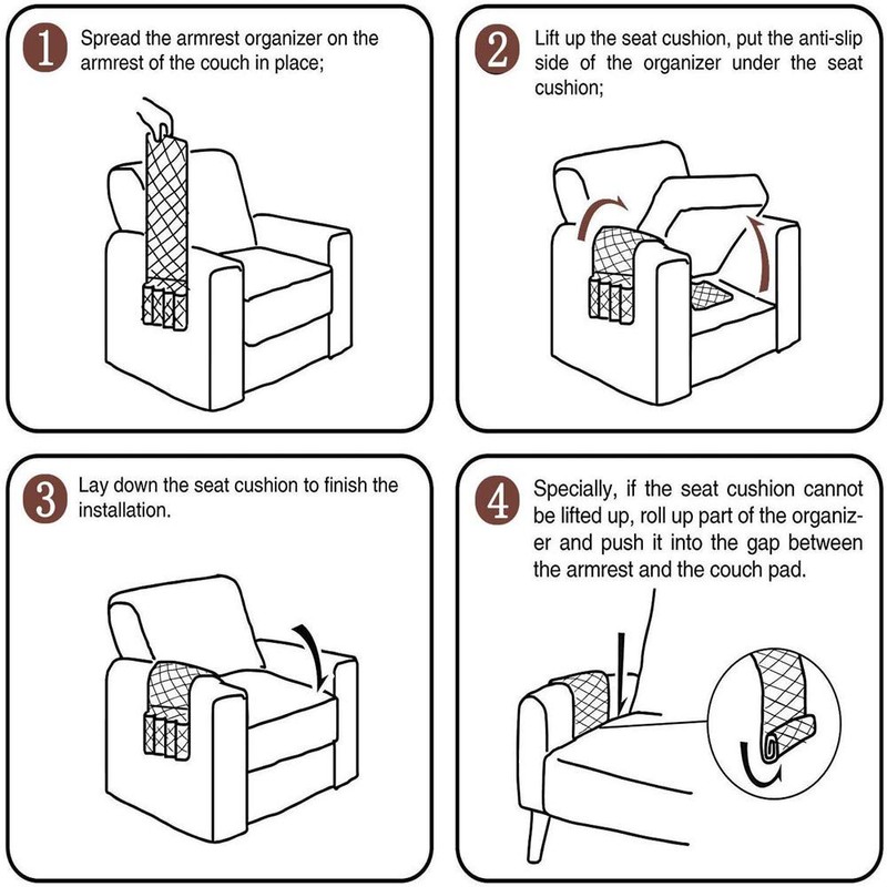 Sofa Armrest Organizer, Waterproof Sofa Couch Chair Armrest Durable Soft