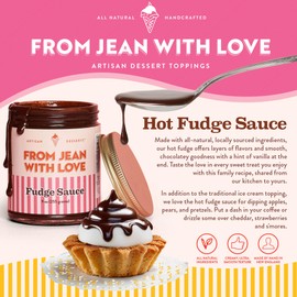 From Jean with Love Chocolate Fudge Dessert Sauce – All-Natural, Handcrafted with Pure Ingredients, Rich & Velvety Chocolate Flavor, No Preservatives, Great on Ice Cream, Waffles & More – 9 oz Jar