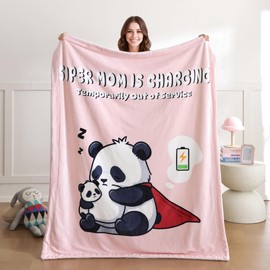 weigelia Mom is Charging Blanket - Pink Soft Fleece Throw Blanket Gift for Mom, Cozy Throw for Women, Couch Blanket for Christmas, Birthday, Mother’s Day, 50"x60"