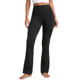 CRZ YOGA Womens Butterluxe High Waist Flare Pants 33.5 Inches - Yoga Bootcut Wide Leg with Pocket Lounge Black X-Large