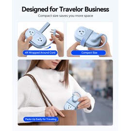 Travel Power Strip with USB C, ORICO 4 Outlets 3 USB Ports (1 USB C) with 4FT Wrapped Short Extension Cord Small Power Strip, Non Surge Protector for Travel, Cruise Ship, Blue